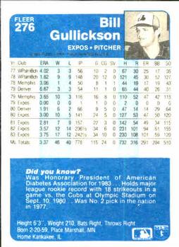 Bill Gullickson  baseball card collectible - Main Image 2