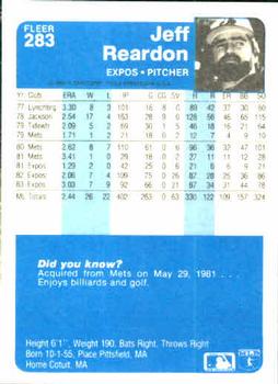 Jeff Reardon  baseball card collectible - Main Image 2