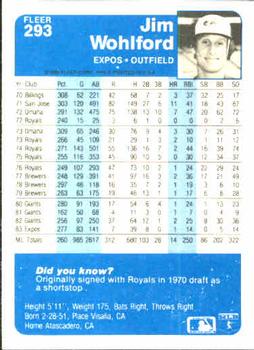 Jim Wohlford  baseball card collectible - Main Image 2