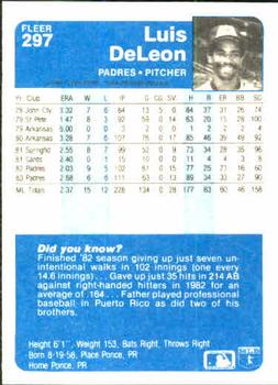 Luis DeLeon  baseball card collectible - Main Image 2