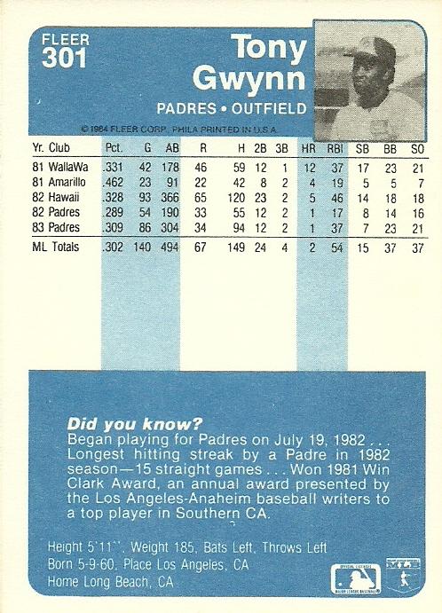 Tony Gwynn  baseball card collectible - Main Image 2