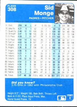 Sid Monge  baseball card collectible - Main Image 2