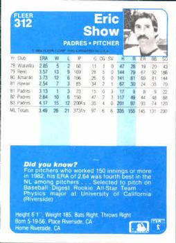 Eric Show  baseball card collectible - Main Image 2