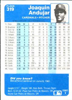 Joaquin Andujar  baseball card collectible - Main Image 2