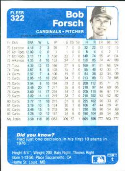 Bob Forsch  baseball card collectible - Main Image 2