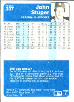 John Stuper  baseball card collectible - Main Image 2