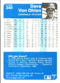 Dave Von Ohlen  baseball card collectible - Main Image 2