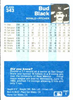 Bud Black  baseball card collectible - Main Image 2