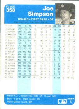 Joe Simpson  baseball card collectible - Main Image 2