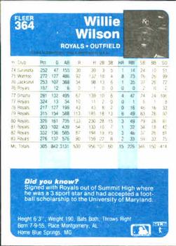 Willie Wilson  baseball card collectible - Main Image 2