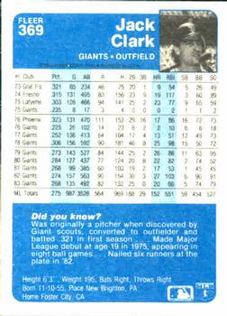 Jack Clark  baseball card collectible - Main Image 2