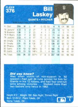 Bill Laskey  baseball card collectible - Main Image 2