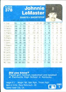 Johnnie LeMaster  baseball card collectible - Main Image 2