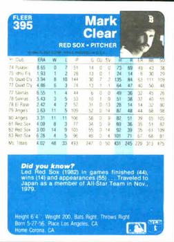 Mark Clear  baseball card collectible - Main Image 2