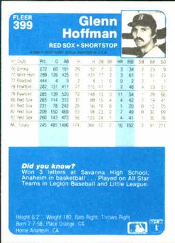 Glenn Hoffman  baseball card collectible - Main Image 2