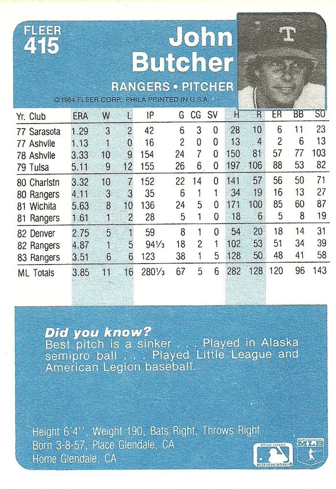 John Butcher  baseball card collectible - Main Image 2