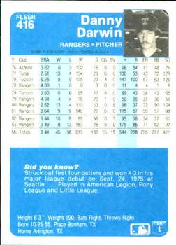 Danny Darwin  baseball card collectible - Main Image 2