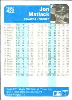 Jon Matlack  baseball card collectible - Main Image 2