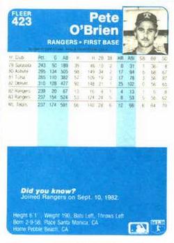 Pete O’Brien  baseball card collectible - Main Image 2