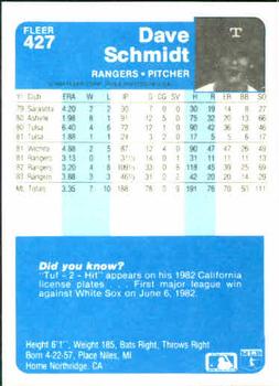 Dave Schmidt  baseball card collectible - Main Image 2