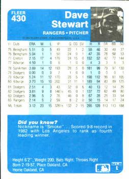 Dave Stewart  baseball card collectible - Main Image 2