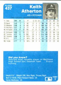 Keith Atherton  baseball card collectible - Main Image 2