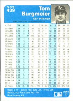 Tom Burgmeier  baseball card collectible - Main Image 2