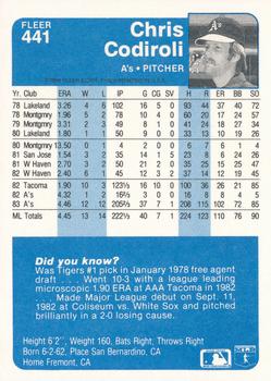 Chris Codiroli  baseball card collectible - Main Image 2