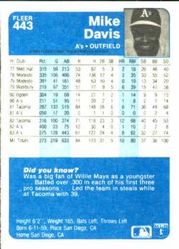 Mike Davis  baseball card collectible - Main Image 2