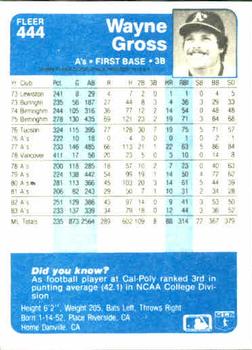 Wayne Gross  baseball card collectible - Main Image 2