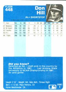 Don Hill  baseball card collectible - Main Image 2