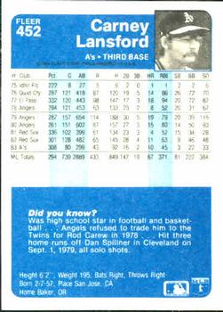 Carney Lansford  baseball card collectible - Main Image 2