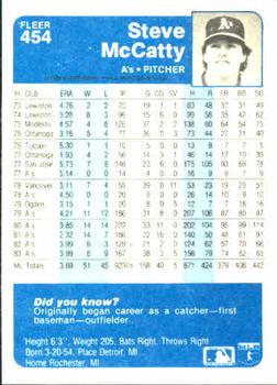 Steve McCatty  baseball card collectible - Main Image 2