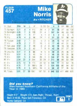 Mike Norris  baseball card collectible - Main Image 2