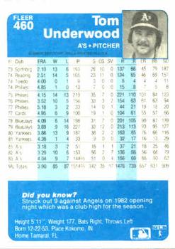 Tom Underwood  baseball card collectible - Main Image 2