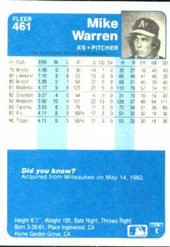 Mike Warren  baseball card collectible - Main Image 2