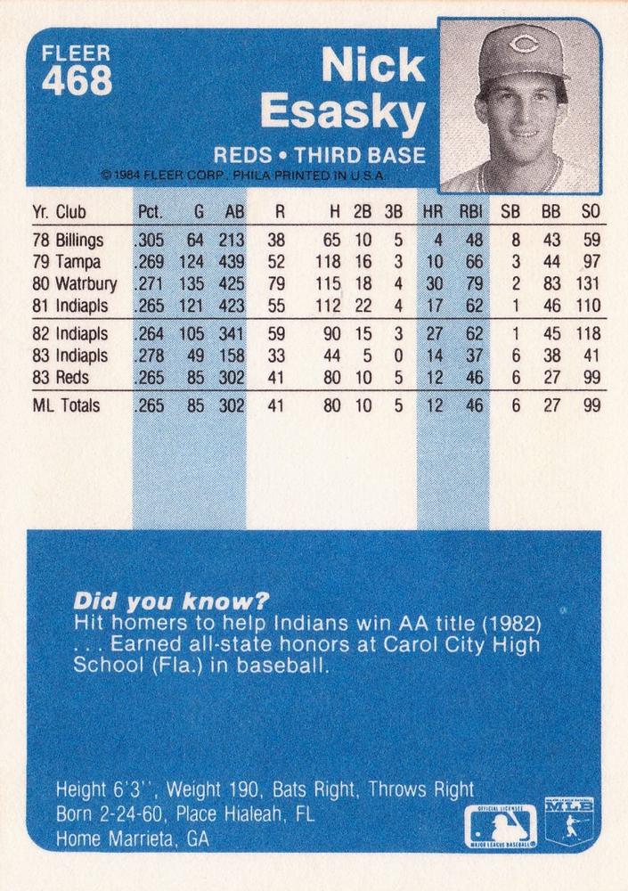 Nick Esasky  baseball card collectible - Main Image 2