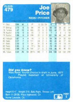 Joe Price  baseball card collectible - Main Image 2