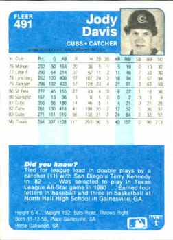 Jody Davis  baseball card collectible - Main Image 2