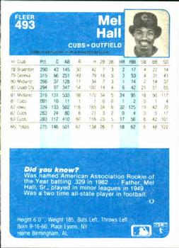 Mel Hall  baseball card collectible - Main Image 2