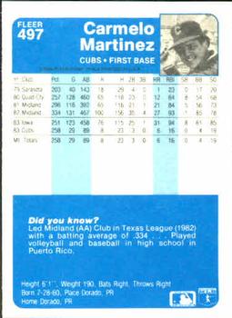 Carmelo Martinez  baseball card collectible - Main Image 2