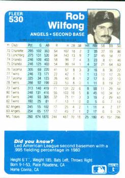 Rob Wilfong  baseball card collectible - Main Image 2