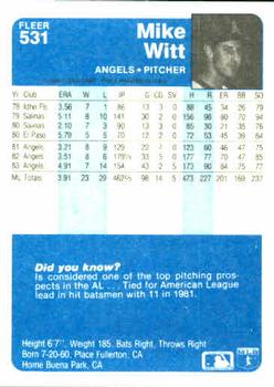 Mike Witt  baseball card collectible - Main Image 2