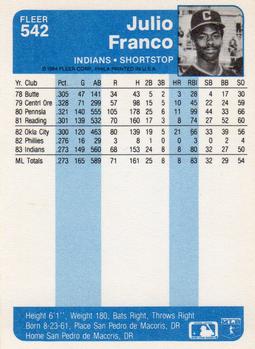 Julio Franco  baseball card collectible - Main Image 2