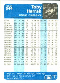 Toby Harrah  baseball card collectible - Main Image 2