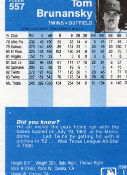 Tom Brunansky  baseball card collectible - Main Image 2