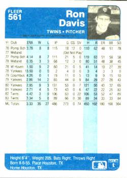 Ron Davis  baseball card collectible - Main Image 2