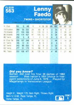 Lenny Faedo  baseball card collectible - Main Image 2