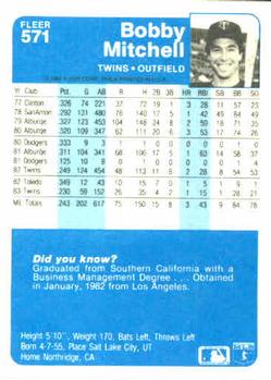 Bobby Mitchell  baseball card collectible - Main Image 2