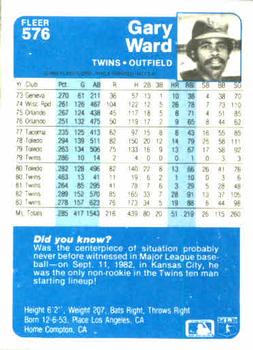 Gary Ward  baseball card collectible - Main Image 2